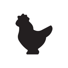 Simple rooster silhouette symbol flat icon, chicken vector icon, farm industry logo icon. 