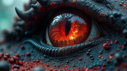  Fierce Dragon Eye with Burning Fire Reflection