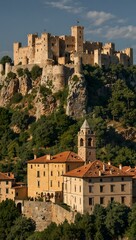 Obraz premium Castello Pandone and nearby historical landmarks in Venafro, Molise, Italy.