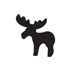 deer silhouette isolated on white, wild animal falt icon vector design illustration. 