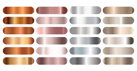 Gradation Gold, silver, bronze set vector. Metalic gradient collection