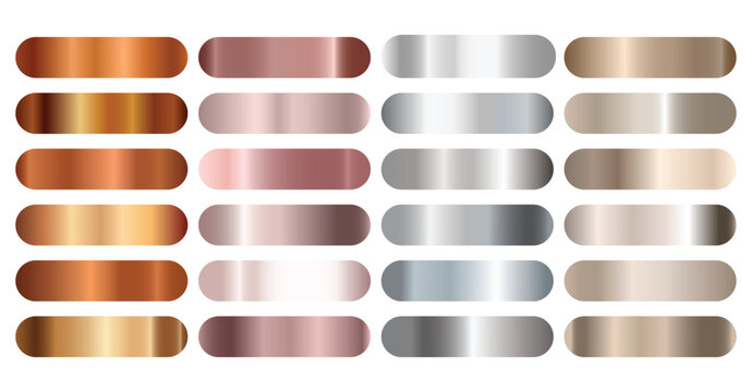 Gradation Gold, silver, bronze set vector. Metalic gradient collection