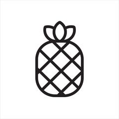 Fototapeta premium Pineapple outline flat icon vector design illustration, fresh juicy fruit outline vector design. 