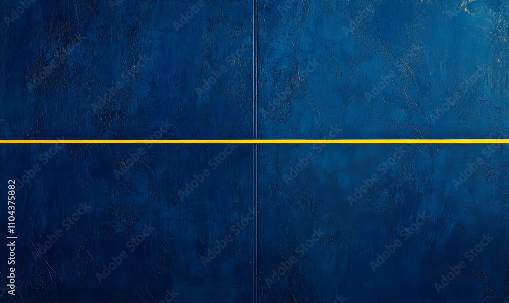Poster a series of lines in a blue background with a yellow line in the middle