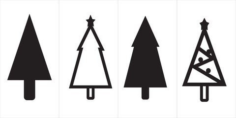 Christmas tree outline icon vector design illustration, Christmas decorations vector design. 