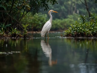 Cattle egret bird in the wild.