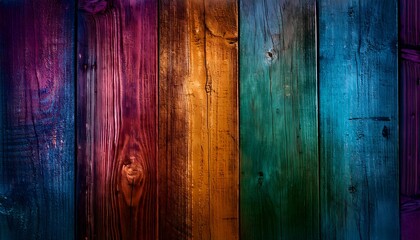 Vintage and weathered colorful wooden background, vertical boards, vibrant dark colors, wooden texture	
