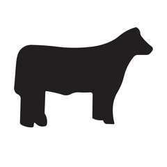 Cow silhouette flat icon vector design illustration, isolated on white background. 