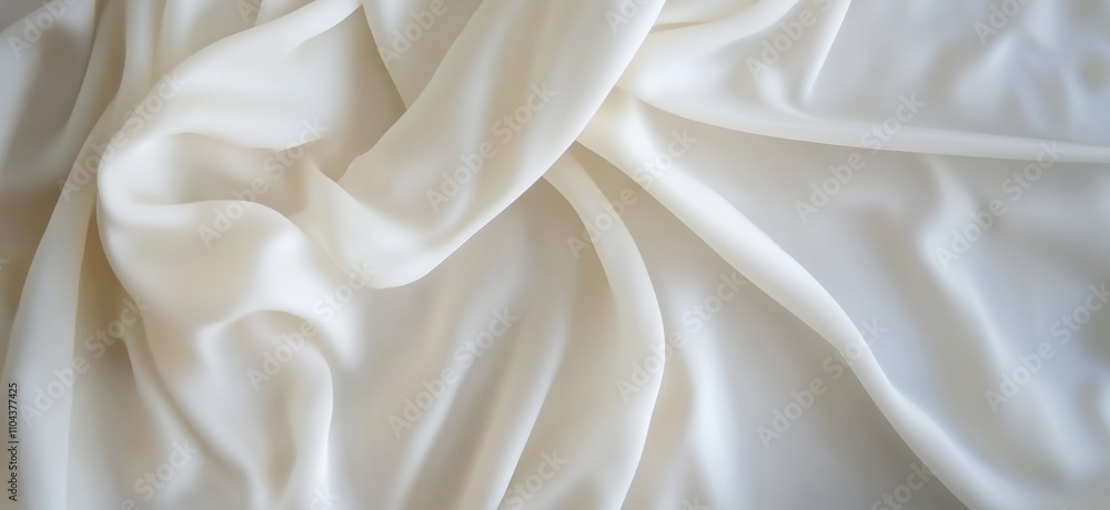 Poster soft white fabric draping elegantly, showcasing smooth texture and gentle folds. ideal for backgroun