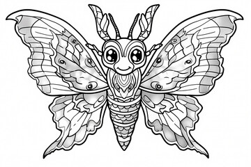 A whimsical, intricately designed butterfly illustration, inviting creativity and joy through coloring. Perfect for art enthusiasts of all ages.