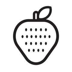 Strawberry outline flat icon vector design illustration, healthy fruits flat design illustration. 