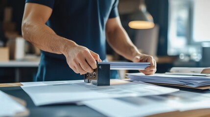 Precise Paper Alignment: A Craftsman's Focus on Detail in Print Production