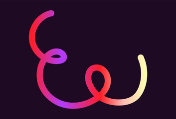 Fototapeta premium Neon Color Gradient squiggle lines. Scribble stripe with wavy elements. Abstract organic dynamic colorful Sshapes on dark background.