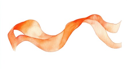 Artistic Watercolor Representation of a Flowing Orange Ribbon Symbolizing Awareness and Celebration