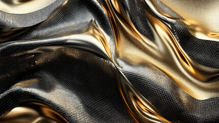Naklejka premium Luxurious golden background with satin drapery. 3d illustration, 3d rendering. Abstract Modern Business Background wallpaper background golden with black wavy lines vector illustration