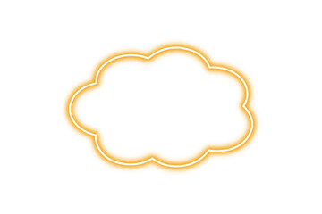 Orange neon cloud sign isolated on transparent background PNG, Cut out