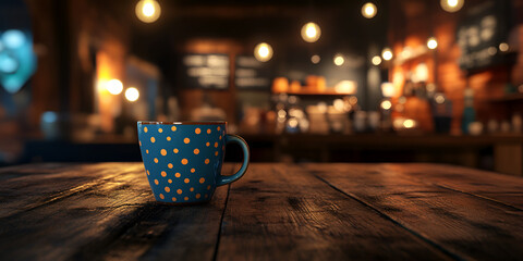 Charming Polka Dot Cup on Cafe Table