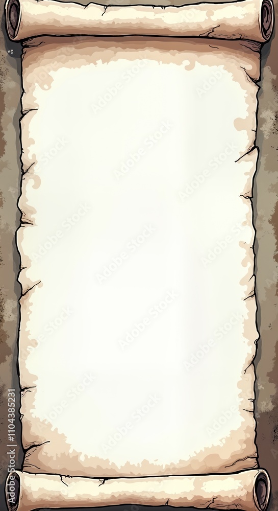 Aufkleber aged scroll banner displays blank sheet. vintage look. ancient document illustration. empty parchmen