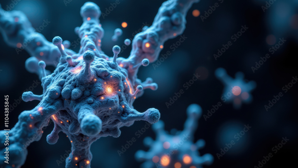 Poster semaglutide molecule with a unique color-enhanced microscopic view.