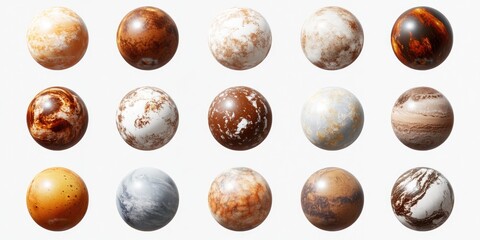 Obraz premium The Celestial Bodies: A Set of Solar System Planets Isolated on a Clean White Backdrop