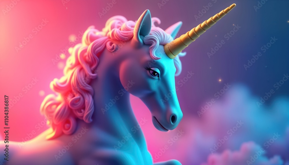 Poster magical unicorn design with vibrant colors. ai tech creates dreamlike wallpaper. fantasy, futuristic