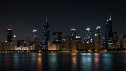 Obraz premium Chicago's night skyline.