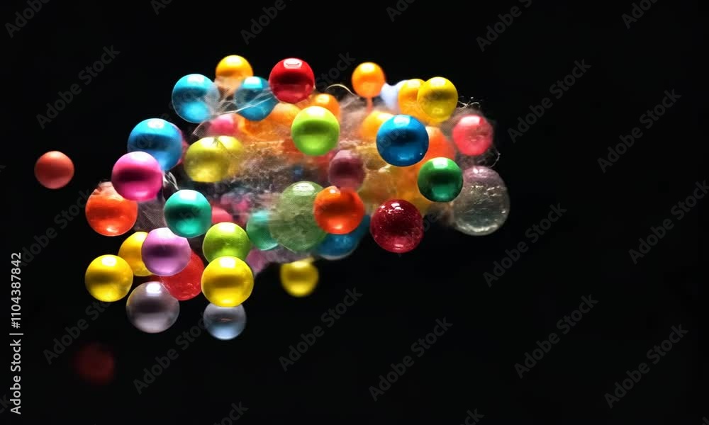 Poster colorful abstract art of floating spheres creating a stunning visual display of vibrant creativity