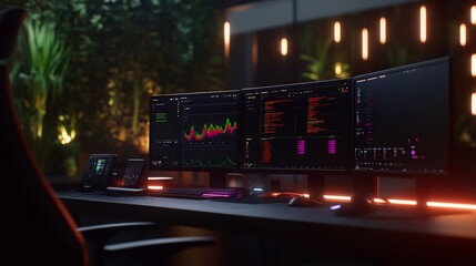 Night Trading Station: Crypto and Stock Market Monitoring Setup