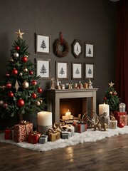 Christmas advent exhibition with festive decorations.