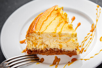 cheesecake tart sweet cheese baking tart fromage fresh tasty food dish gourmet food background on the table rustic food top view copy space