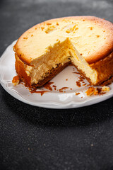 cheesecake tart sweet cheese baking tart fromage fresh tasty food dish gourmet food background on the table rustic food top view copy space