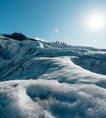 Glacier hike expedition during sunny day with blue sky on the Vatnajokull national park on Iceland  © Donald