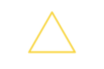 Yellow neon triangle isolated on transparent background. yellow triangle sign