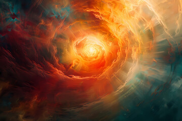 Fototapeta premium A mesmerizing swirl of vibrant oranges and blues, capturing the essence of an ethereal cosmic nebula.
