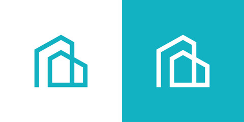 Logo art outline of houses and buildings, simple building logo, simple house logo