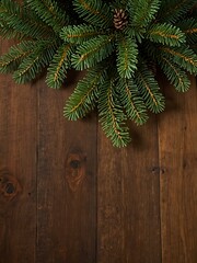 Naklejka premium Christmas tree on a wood surface.