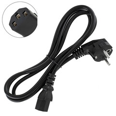 Mains power cable for pc, insulated on white background