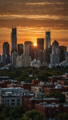 Obraz premium City skyline at sunset.