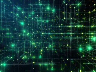 Obraz premium Abstract digital visualization of interconnected data points and lines.