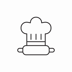 cook hat rolling pin icon sign vector