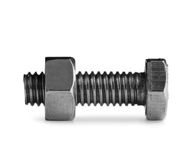 Tap bolt with nut isolated on white background