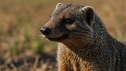 Obraz premium Close-up of a banded mongoose in Masai Mara, Kenya.