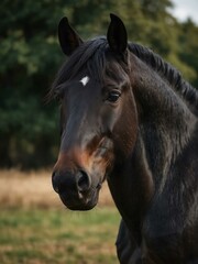 Obraz premium Close-up of a bay or black horse.