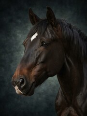 Close-up of a bay or black horse.