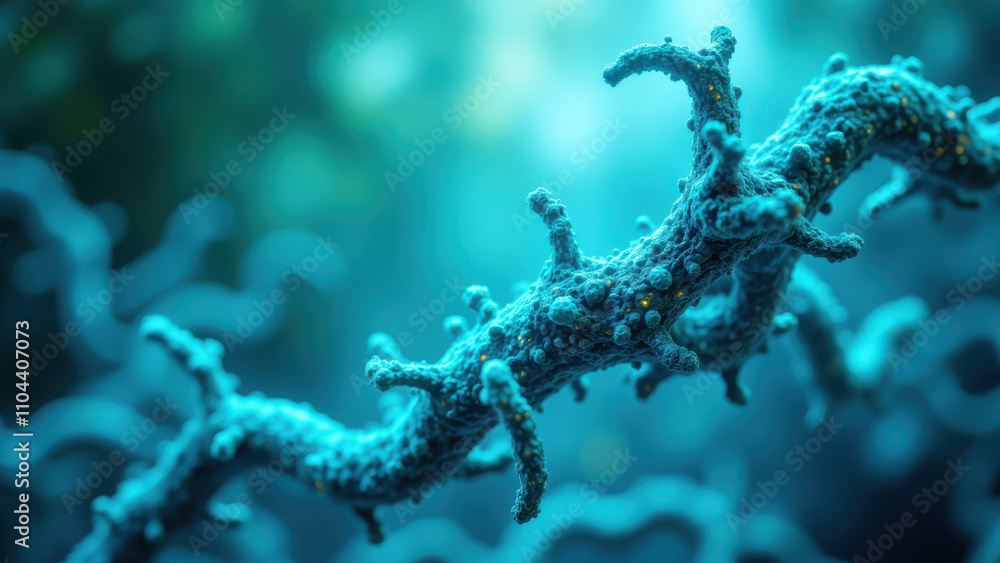 Aufkleber high-resolution image of a neural network with blue staining, possibly representing semaglutide's ef