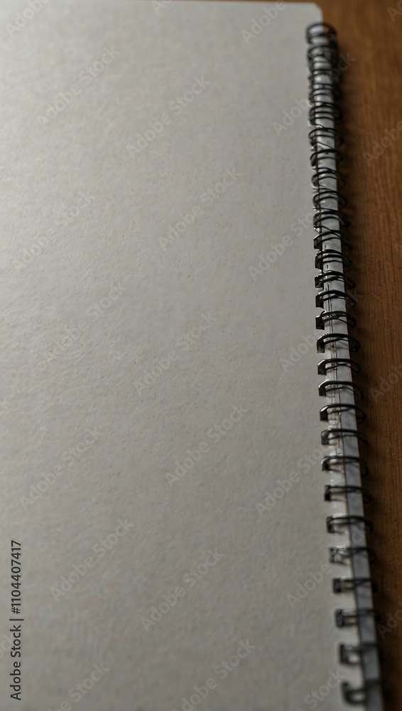 Poster close-up of a blank notepad with spiral binding.