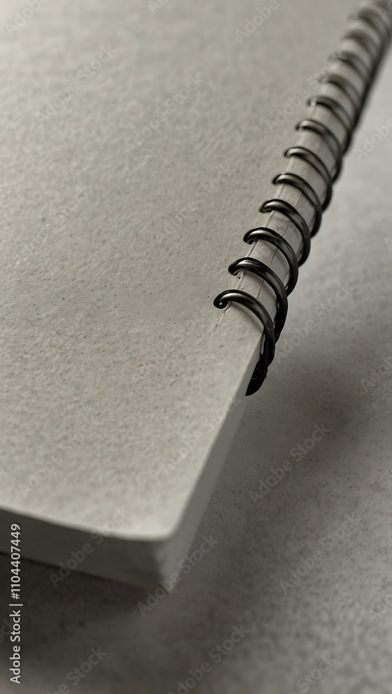 Poster close-up of a blank notepad with spiral binding.