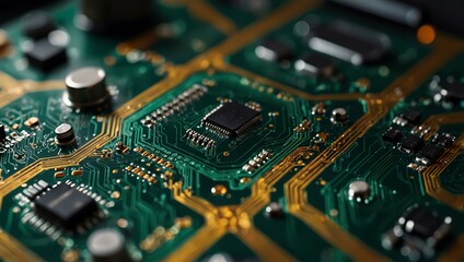 Close-up of a circuit board, technology background.