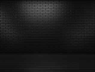 Simple black brick wall with reflective surfaces, modern architecture, contemporary aesthetic, empty space
