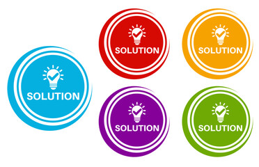 set banner solution icon sign. solving problem symbol shop now labels design vector illustration	